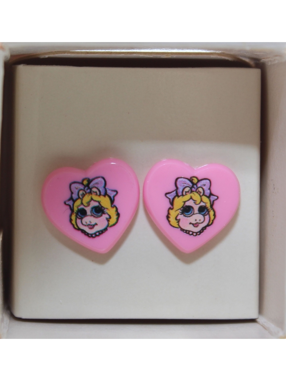 VTG Muppet Babies Jim Henson's Baby Miss Piggy Earrings W/ Surgical Steel Posts